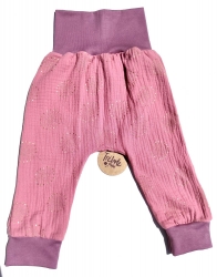 Pantalón evolutivo bebé - doble gasa 100% algodón - estilo harem - Dandelion Rosa