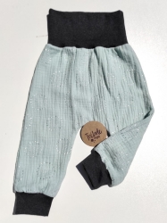 Pantalón evolutivo bebé - doble gasa 100% algodón - estilo harem - Dandelion Mint